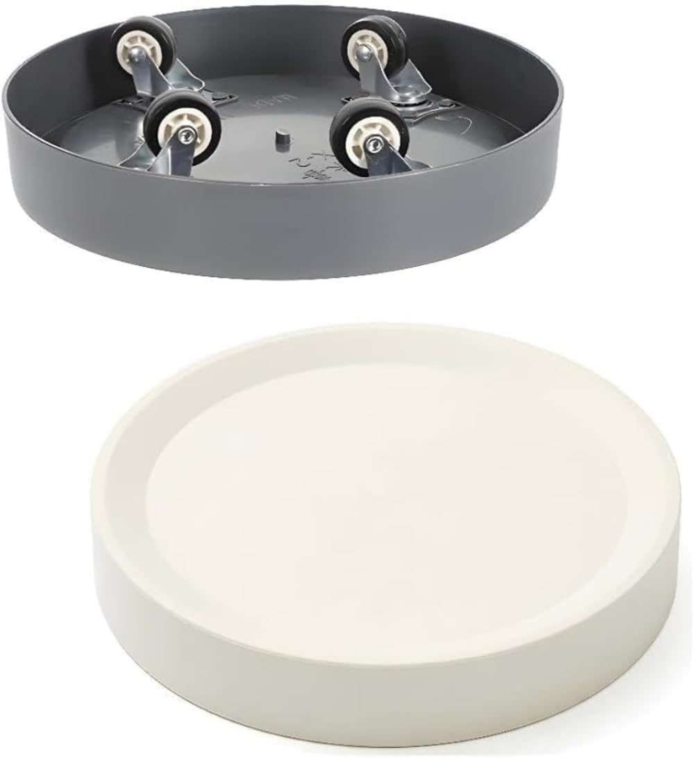 12.4" Plant Caddy with Hidden Wheels,2Pack Round Gray+Light Gray