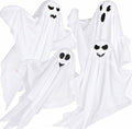 Kiddokids 4 Pack Halloween Hanging Ghost Decorations, 27.5'' Poseable White Ghosts with Bendable Arms for Front Porch, Yard Tree, Indoor Party and Haunted House Decor, Outdoor Entry Door Doorframe