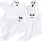 Kiddokids 4 Pack Halloween Hanging Ghost Decorations, 27.5'' Poseable White Ghosts with Bendable Arms for Front Porch, Yard Tree, Indoor Party and Haunted House Decor, Outdoor Entry Door Doorframe