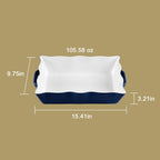 Sweejar Casserole Dishes for Oven, Ceramic Bakeware Set of 3, Rectangular Baking dish with Handles, Wave Edge Lasagna Pan Deep for Cooking, Cake, Dinner, Banquet and Daily Use (Baking dish(Set of 1), Navy)