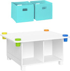 RiverRidge Kids Activity Table with 4 Storage Cubbies and Cups, White