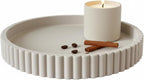 Round Solid Concrete Tray, Fluted Centerpiece for Coffee Table Decor 13"