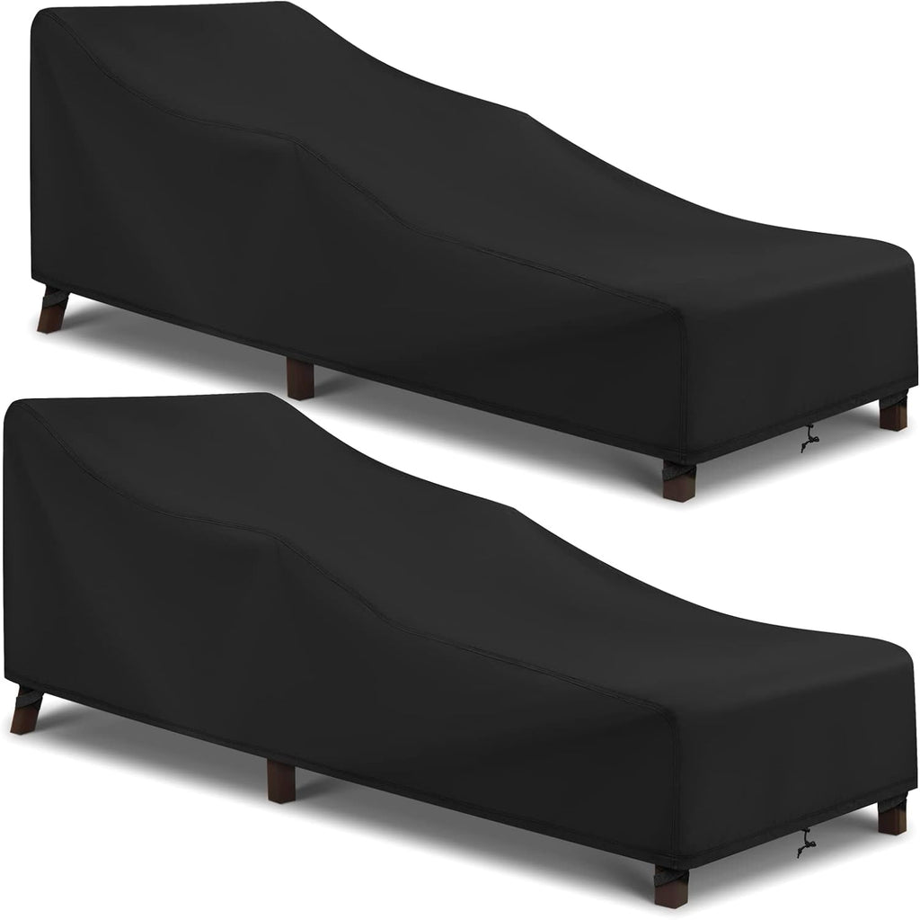 Arcedo Patio Chaise Lounge Cover Waterproof 2 Pack, 80" x 30" x 26" H,Black