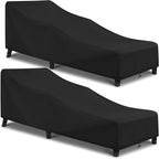 Arcedo Patio Chaise Lounge Cover Waterproof 2 Pack, 80" x 30" x 26" H,Black