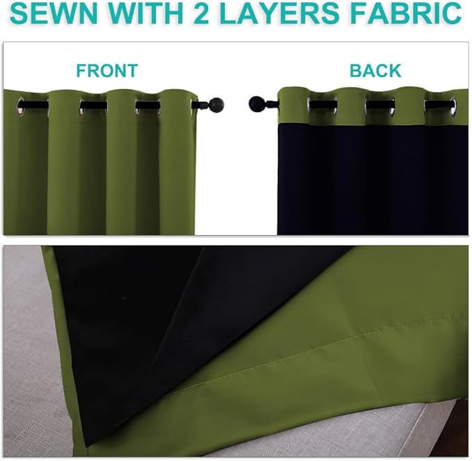 NICETOWN Full Shading Curtains for Windows, Olive Green, 70 inches W x 95 - Image 5