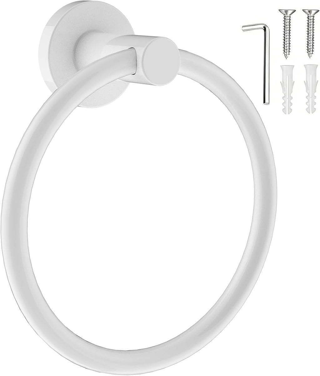 SetSail Towel Holder for Bathroom Wall Screw-in Towel Ring, White