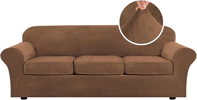 H.VERSAILTEX Velvet 4 Piece High Stretch Sofa Slipcover Cover Furniture by HVERSAILTEX