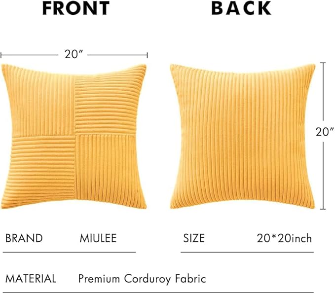 MIULEE Yellow Decorative Throw Pillow Covers 18x18 Inch - Image 6