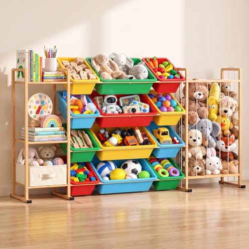 Toy Storage Organizer w Shelves, Bins, Stuffed Animal Storage & Organizer