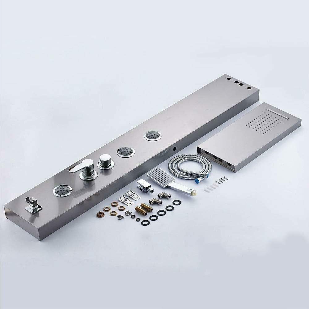 Shower Panel Massage Jets Rainfall Waterfall Shower Head, Shower Stainless Steel Wall Mount Massage Multi-Function Bathroom Shower Panel Tower System, Brushed Nickel……