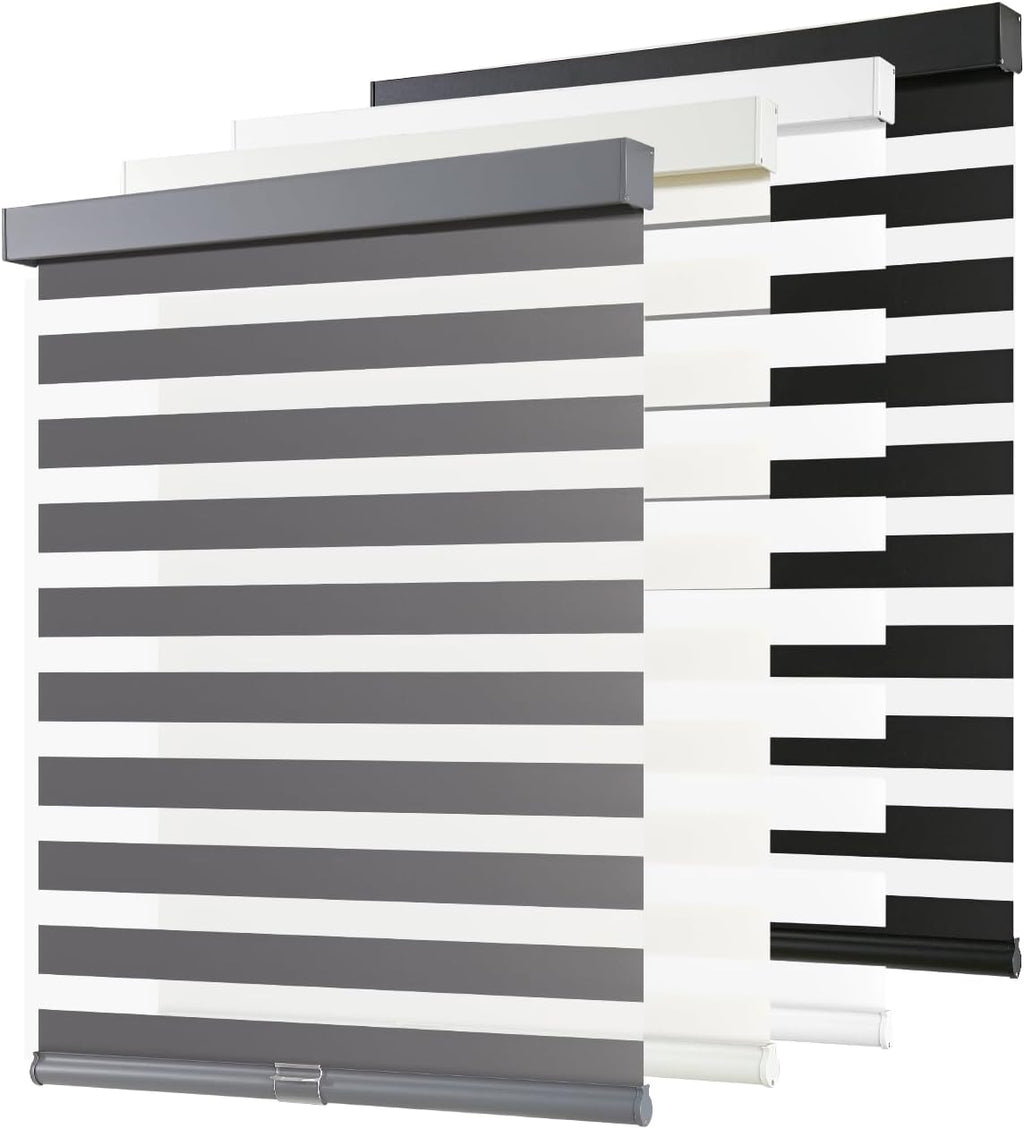 AOSKY Cordless Zebra Blinds for Indoor Windows, 34" W x 72" H, Grey