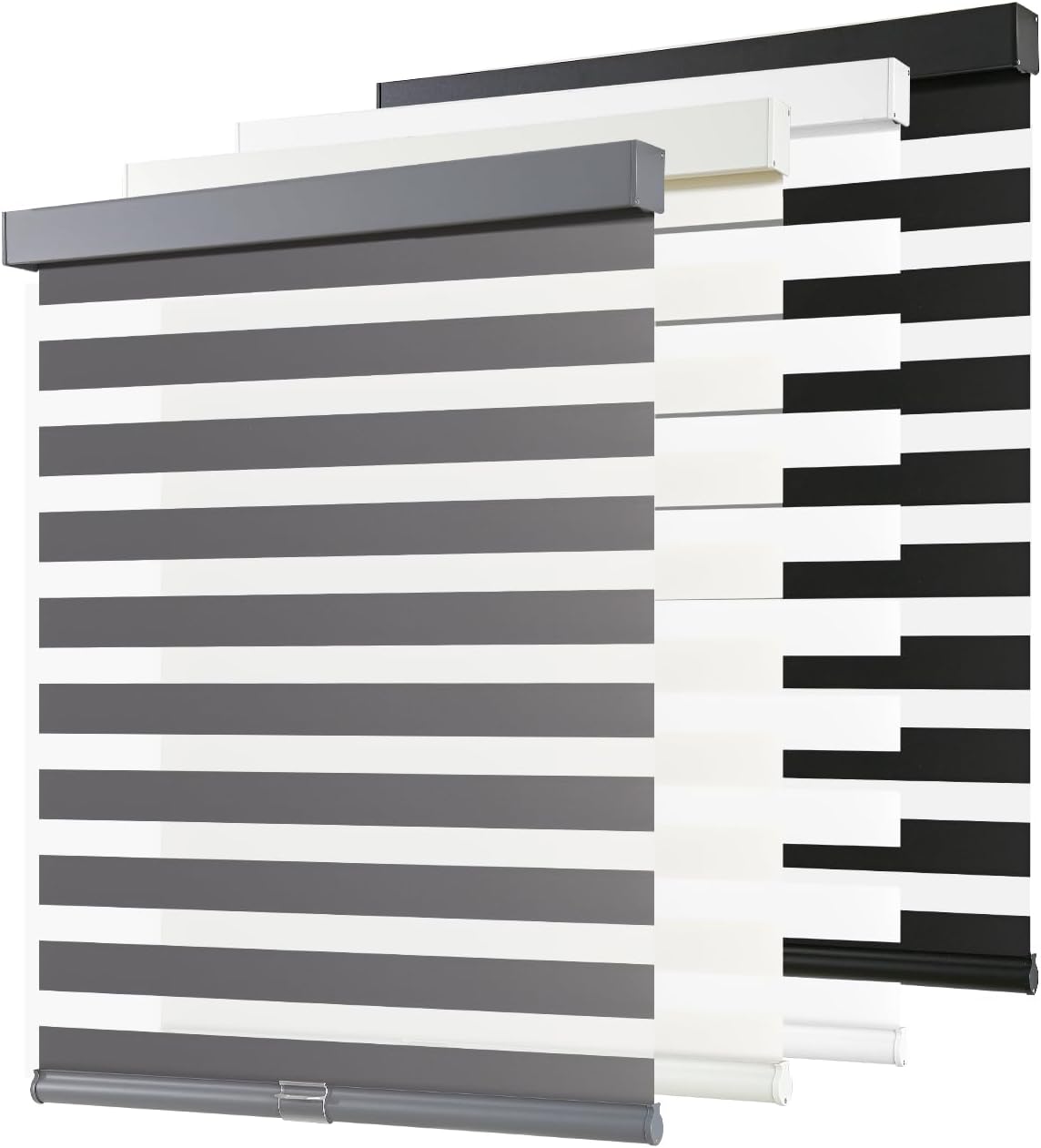 AOSKY Cordless Zebra Blinds for Indoor Windows, 34" W x 72" H, Grey