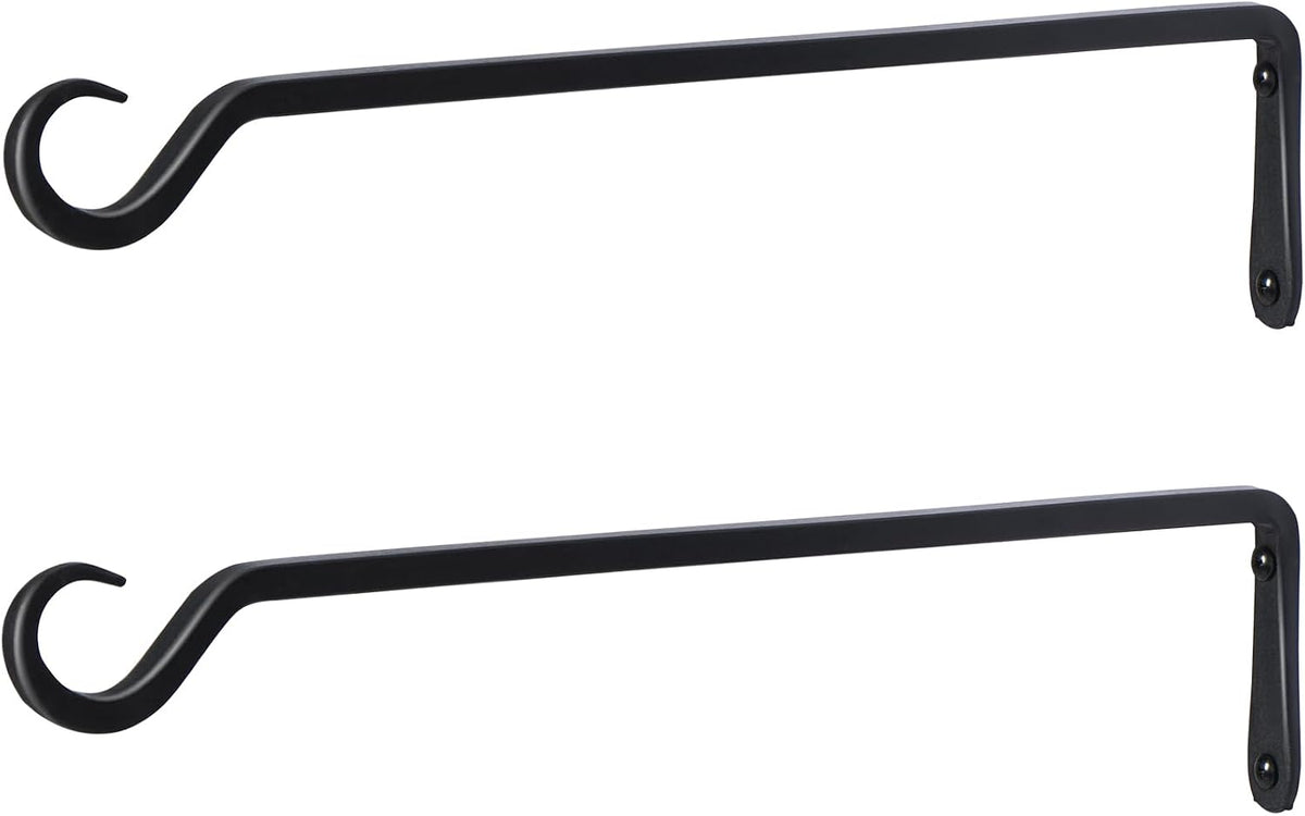 10 inch Plant Hanger, Sturdy Hanging Plant Bracket Outdoor, Hanging Plant Wall Hook Heavy Duty, for Hanging Bird Feeders, Planters, Lanterns, Wind Chimes, Indoor/Outdoor Use, Black, Set of 2
