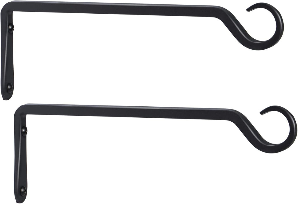 10 inch Plant Hanger, Sturdy Hanging Plant Bracket Outdoor, Hanging Plant Wall Hook Heavy Duty, for Hanging Bird Feeders, Planters, Lanterns, Wind Chimes, Indoor/Outdoor Use, Black, Set of 2