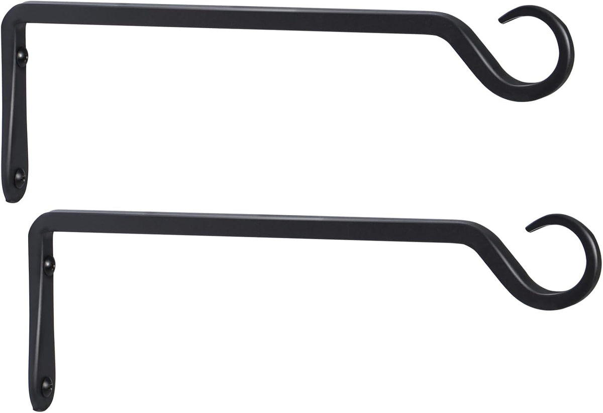10 inch Plant Hanger, Sturdy Hanging Plant Bracket Outdoor, Hanging Plant Wall Hook Heavy Duty, for Hanging Bird Feeders, Planters, Lanterns, Wind Chimes, Indoor/Outdoor Use, Black, Set of 2