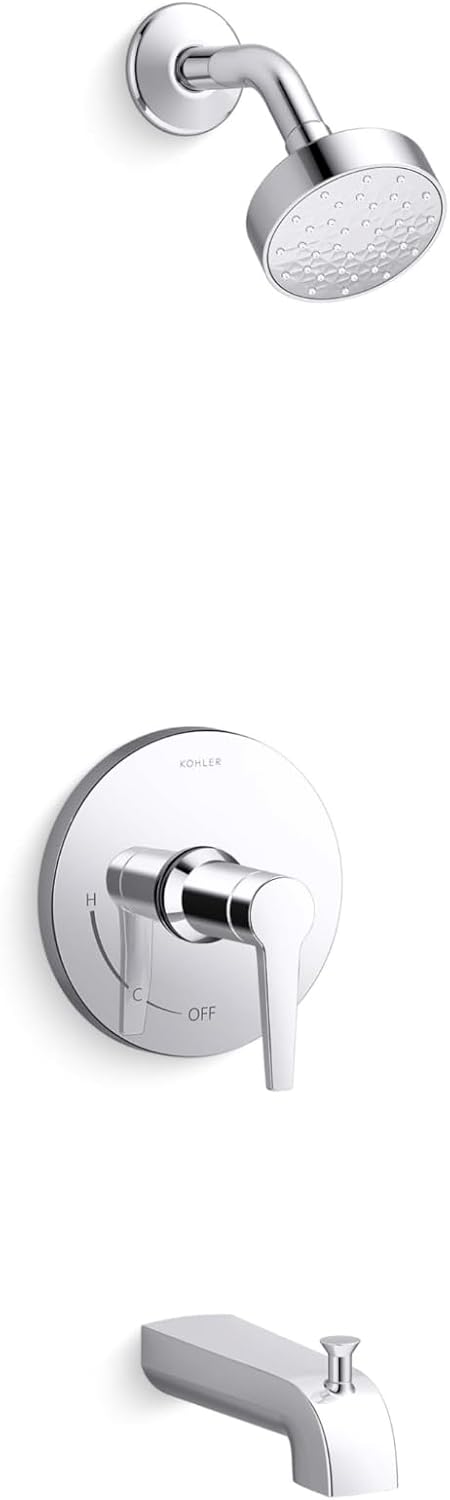 Kohler K-TS97074-4Y-CP Pitch Rite-Temp Bath and Shower Trim Kit, 2.5 GPM, Polished Chrome