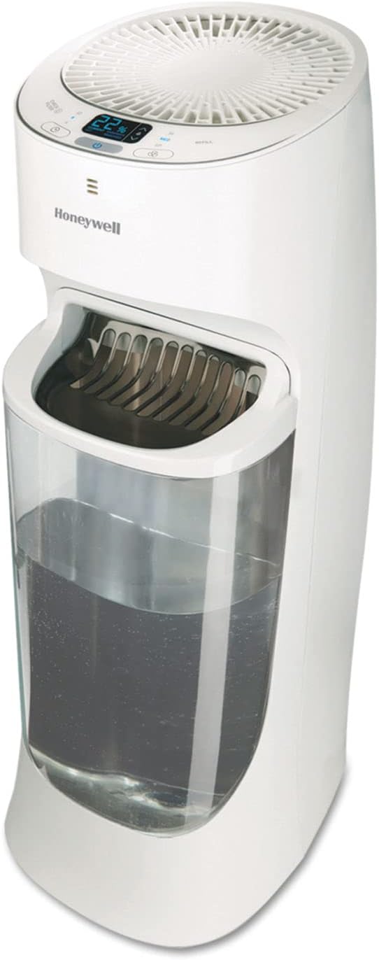 Honeywell Top Fill Tower Humidifier, Digital Humidistat, Black – Cool Mist Humidifiers for Bedroom, Home or Office with Space-Saving Tower Design