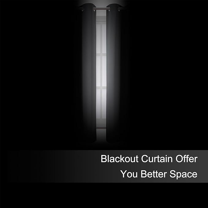 LEMOMO Blackout Curtains 66 x 54 Inch Long Frost Grey Curtains Set of 2 Panels - Image 3