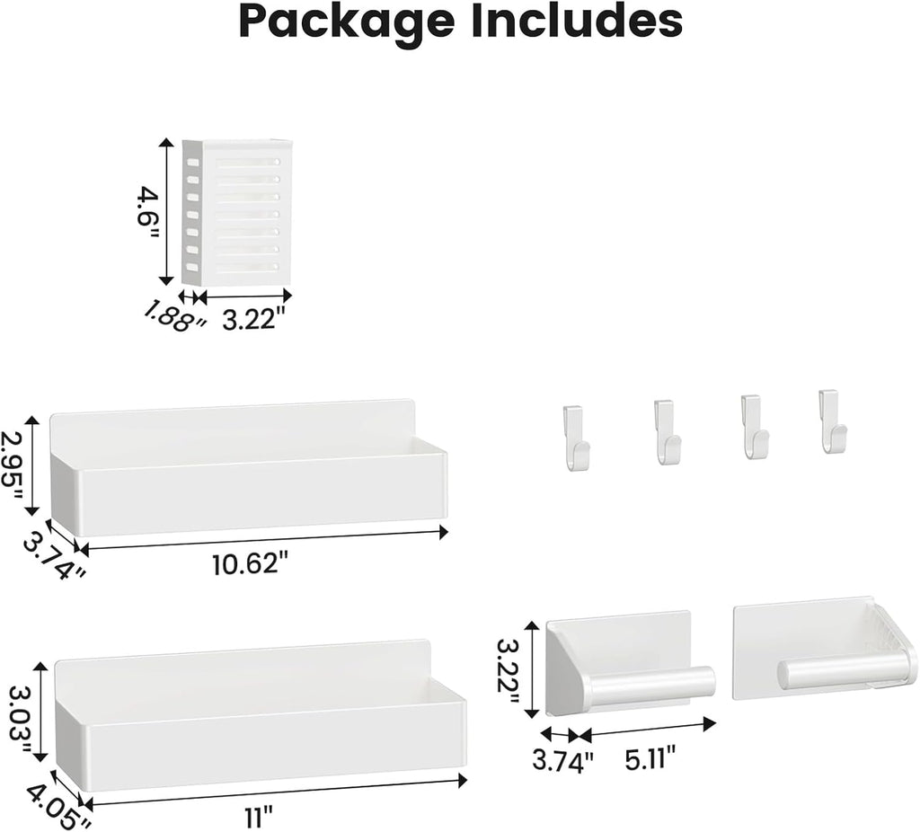 Magnetic Spice Rack for Refrigerator White, 4 Pack