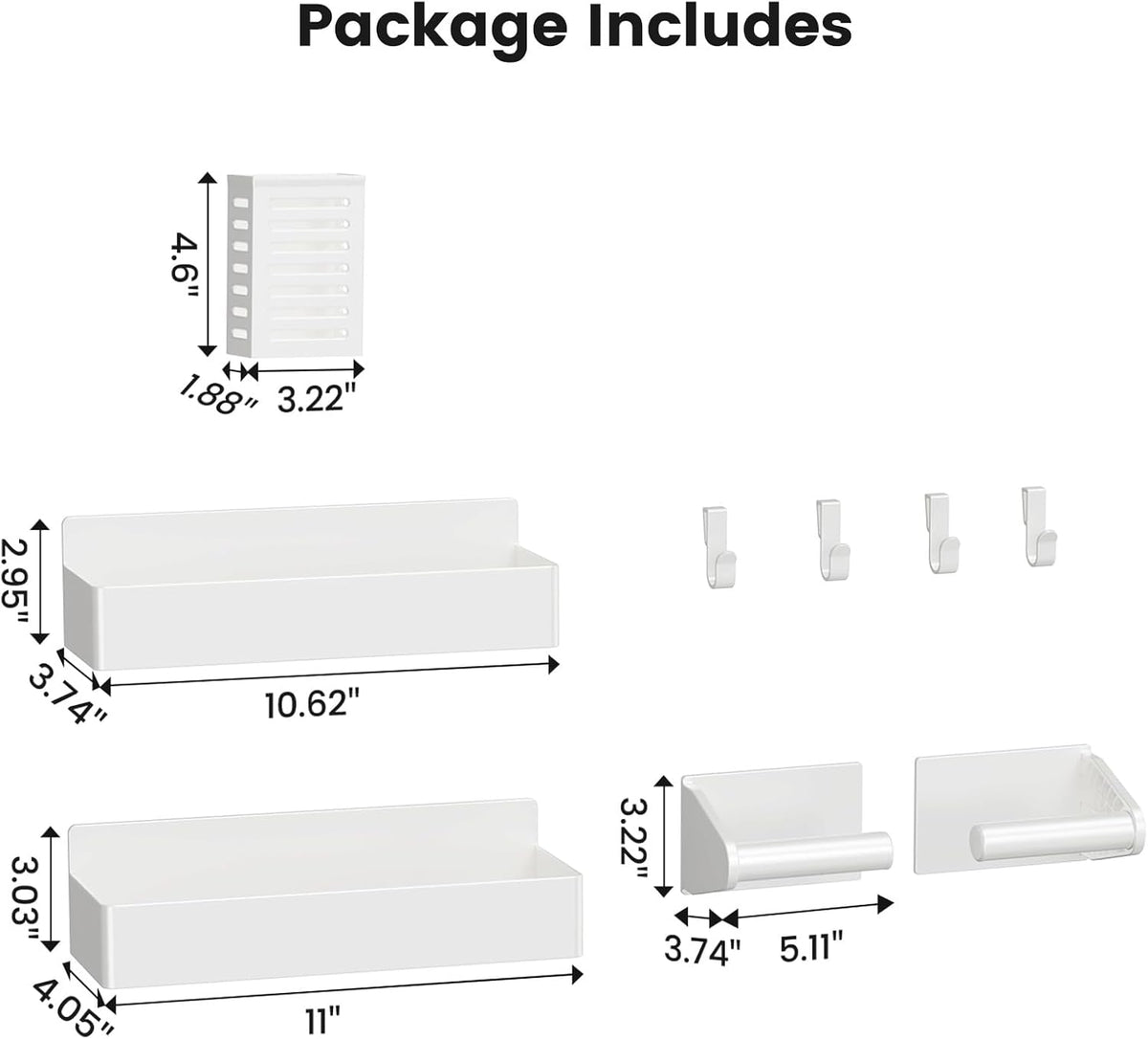Magnetic Spice Rack for Refrigerator White, 4 Pack