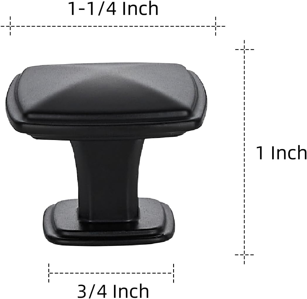 Ravinte Single Hole Square Kitchen Cabinet Knobs,Matte Black,25 Pack