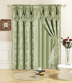 All American Collection New 4 Piece Drape Set with Attached Valance and Sheer with 2 Tie Backs Included (63" Length, Sage)