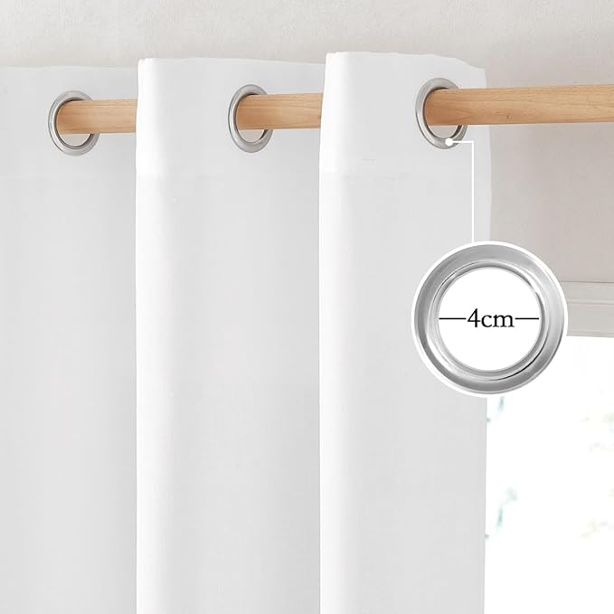NICETOWN Linen White Curtains 96 inches Long, Grommet Thick Linen Blend Privacy - Image 2