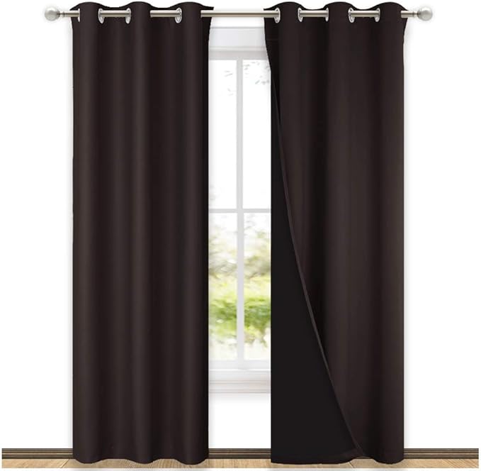 NICETOWN Full Shade Curtain Panels, Toffee Brown, Pair of Thermal Insulated & by NICETOWN
