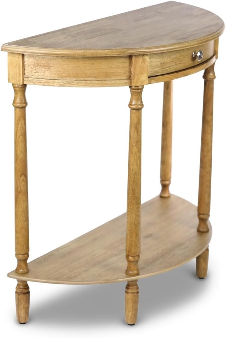 Decor Therapy Truro Half Round Console Table, Traditional Entryway Table with Drawer and Lower Shelf, Classic Hall or Sofa Table for Foyer, Living Room, Seadrift