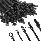 Armpow 110 PCS Automotive Installation Black Push Mount Cable Zip Ties Assorted Sizes, Heavy Duty Self-Locking UV Resistant Wire Ties - For Indoor Wire Bundling, Construction, Automotive
