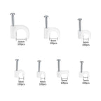 700 Pcs Cable Clips with Steel Nails, Cable Wire Cord Management Clips, White Ethernet Cable/Coax Cable/Cable Cord Holder Staples Clips with Tacks Nails for Wall, 4mm 5mm 6mm 8mm 10mm