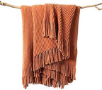 lifein Throw Blanket for Couch, Soft Boho Decor Bed Throw, Cozy Burnt Orange by lifein