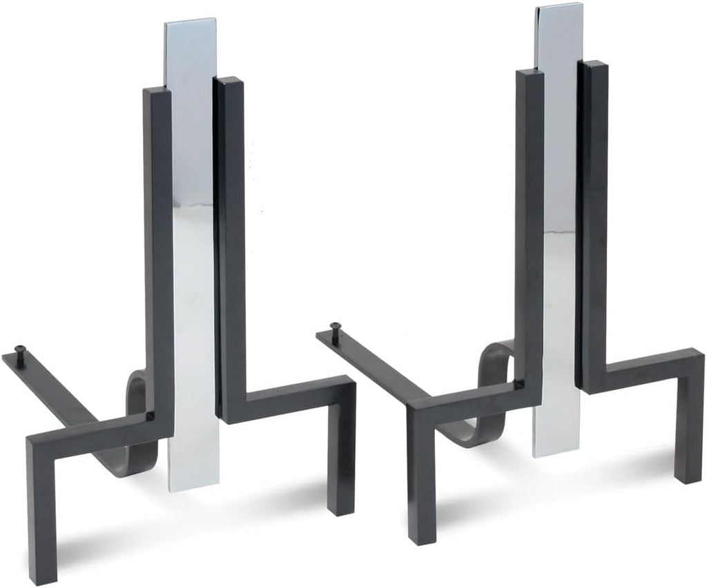 Pilgrim Home and Hearth 18674 Stapleton Andirons, Polished Nickel