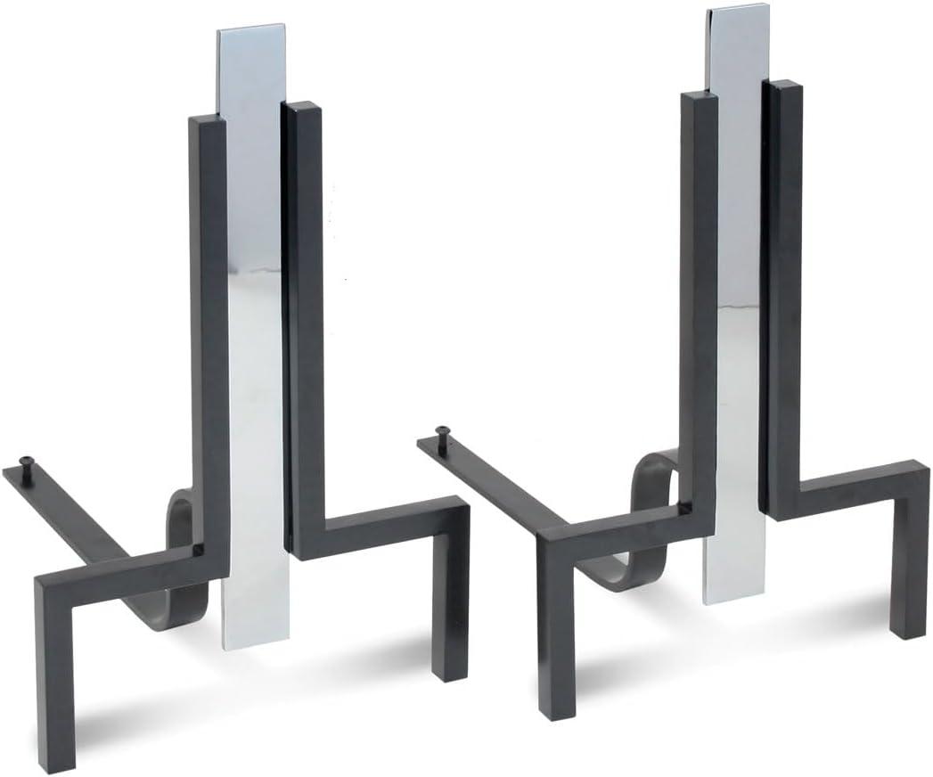 Pilgrim Home and Hearth 18674 Stapleton Andirons, Polished Nickel