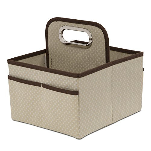 Delta Children Portable Nursery Caddy - Essential Lightweight Storage Bin with Multiple Compartments - Easy Storage/Organization Solution, Beige