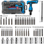 47-Piece Ratcheting Screwdriver Sets and Ratchet Wrench, Magnetic T-Handle Home Repair Kit with Plastic Toolbox Storage Case