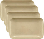 8.3 Inch Rectangular Dinner Plates Set of 4, Wheat Straw Appetizer Plates Unbreakable, Reusable Small Serving Plates Platters for Eating Salad, Pasta, Dessert, Sushi, Cake (Pink)