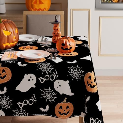 XCHI Halloween Spooky Ghost Rectangle Tablecloth Decorations 60x84 Inch