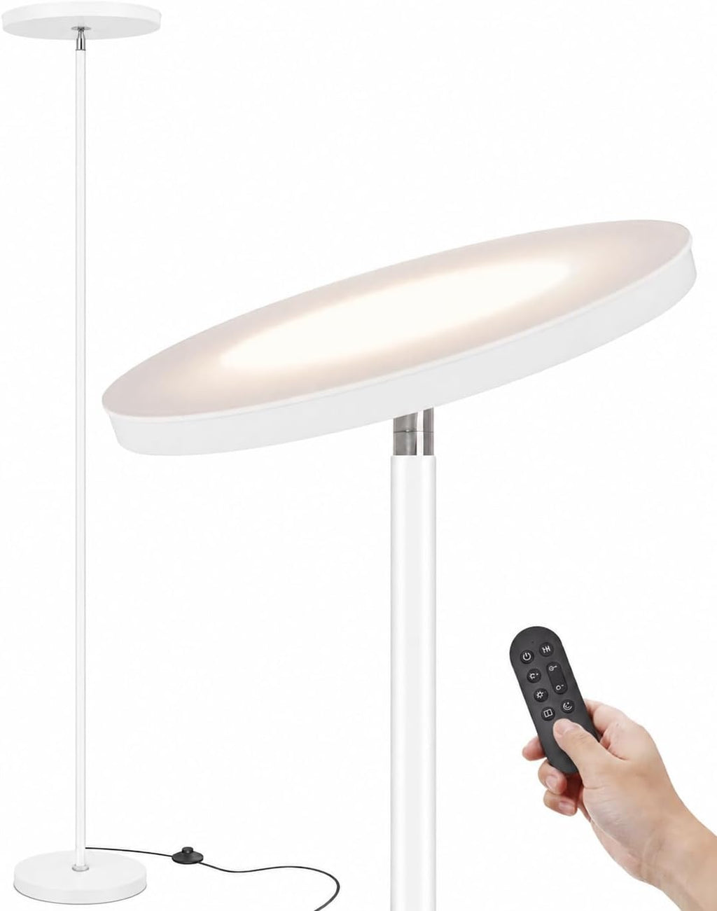 JOOFO LED Floor Lamp for Living Room, Torchiere Lamp with Compact Remote