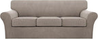 Turquoize 4 Piece Sofa Covers for 3 Cushion Couch Sofa Slipcover Soft Couch by Turquoize