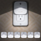 LuxLumin LED Night Lights Plug into Wall with Dusk-to-Dawn Sensor, Automatically Turn on and Off,Night Light for Kids,Bedroom,Bathroom,Stairs, White, 6 Packs