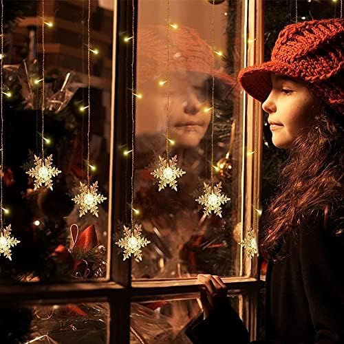 Snowflake LED Curtain Lights, Plug-in 19Ft/6M 96 LEDs Fairy String Lights
