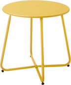 Meluvici Patio Small Outdoor Side Table Waterproof Round Metal Steel Side Table Weather Resistant Portable Outdoor and Indoor End Table for Garden Balcony Yard, Yellow