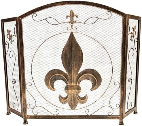 BestGiftEver 3-Panel Fireplace Screen- Fleur De Lis Design Vintage