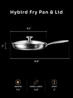 Redchef Titanium Ceramic Nonstick Frying Pan 9.5" & Lid, Oven Safe to 600F