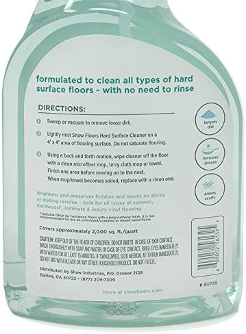 Shaw Floors Hard Surface Floor Cleaner for Ceramic Laminate Hardwood and Luxury Vinyl 32oz Spray