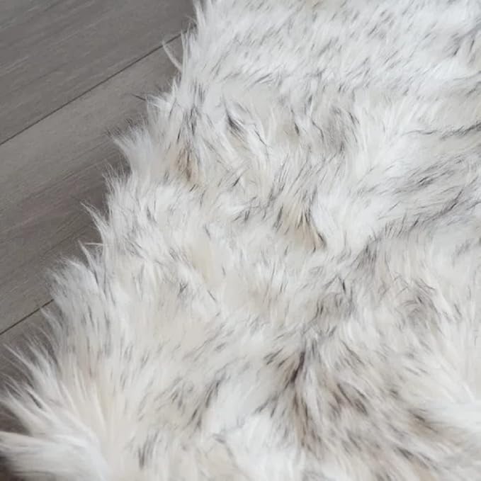 ORINOVA White and Grey Ultra Soft Faux Fur Shaggy Runner Rug 2x6 - Image 7