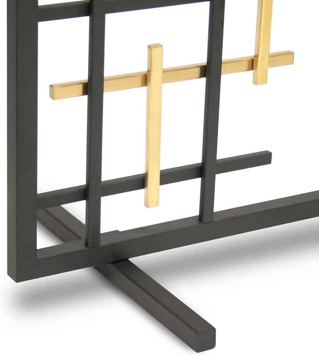 Pilgrim Home and Hearth 18332 Contemporary Summer Screen, Black with Brass Accents
