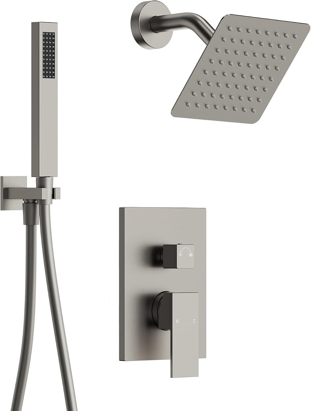 Wall Mount Shower System with Handheld Shower, Matte Black