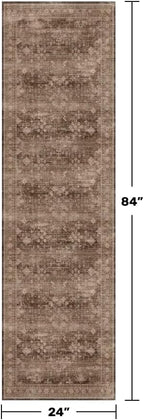 Brown Boho Washable 2x7 Runner Rugs - Image 2